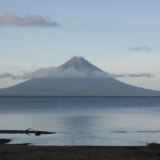 View of Ometepe across Lake Nicaragua